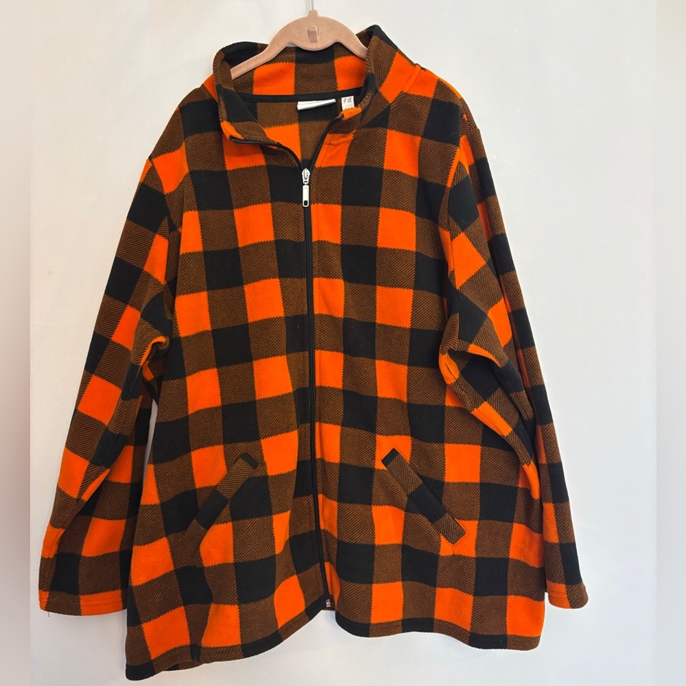 Denim & Co Fall Spice Orange Fleece Jacket